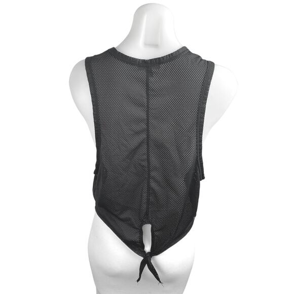 Alala Black Mesh Sheer Sleeveless Tie Back Muscle Tee Athletic Tank Top Size M - Picture 2 of 3